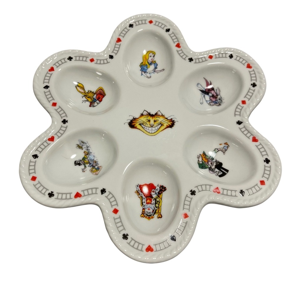 Alice in Wonderland Egg Tray Cheshire Cat Mad Hatter Queen of Hearts Paul Cardew